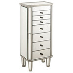 Elegant Lighting - 7 Drawer Jewelry Armoire L18"W12"H41" Silver Clear, Silver/Clear Mirror - This mirrored jewelry armoire is a stylish addition to your home. Featuring 7 drawers with plenty of room for storage, you'll love the reflective surface.