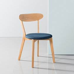 Henrik Solid Oak Dining Chair - Midnight Blue Fabric Seat - Dining Chairs