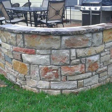 Natural Stone fire pit Stone walls stairs flagstone patio in chesterfield, mo