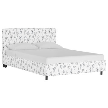 Browder Upholstered Platform Bed, Tulips White, Twin