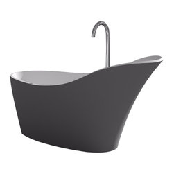 ADM Bathroom Design - ADM Slippered Freestanding Bathtub, Glossy Gray/Matte White, 66.7" - Bathtubs