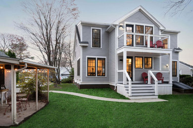 Example of a transitional exterior home design in Boston