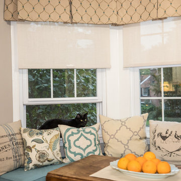 Cozy Cottage Kitchen Remodel | Bright White Cabinetry & Bay-Window Seating