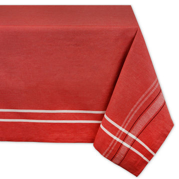 DII Red French Stripe Tablecloth