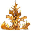 Real Shed Antler Fallow/Mule Deer Chandelier, XLarge, With Parchment Shades