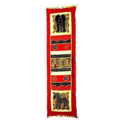 Tonga Textiles - Vertical Red Elephant with Dancers Batik - Tonga Textiles - Table Runners