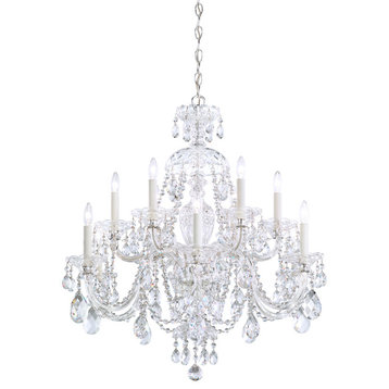 Sterling 12-Light Chandelier in Silver With Clear Heritage Crystal