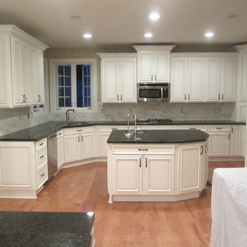glazed dove white with tile backsplash