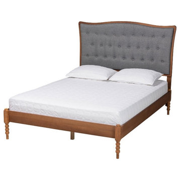 Baxton Studio Randalin Gray Fabric and Brown Wood Queen Size Platform Bed