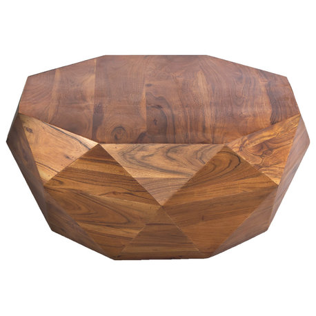 Benzara UPT-196015 Diamond Shape Wood Coffee Table With Smooth Top, Dark Brown