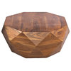 Benzara UPT-196015 Diamond Shape Wood Coffee Table With Smooth Top, Dark Brown