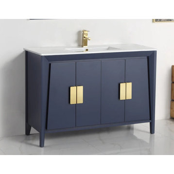 48" Larvotto Navy Blue Color Modern Bathroom Sink Vanity - CL-22NB47-ZI
