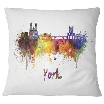 York Skyline Cityscape Throw Pillow, 16"x16"