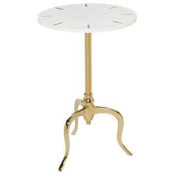 Contemporary White Marble Accent Table 55383