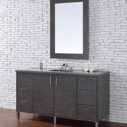 60 inch Silver Oak Finish Double Sink Bathroom Vanity Optional Tops - Bathroom Vanities And Sink Consoles