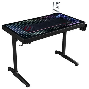 Coaster Avoca Modern Metal Gaming Desk with Tempered Glass Top in Black