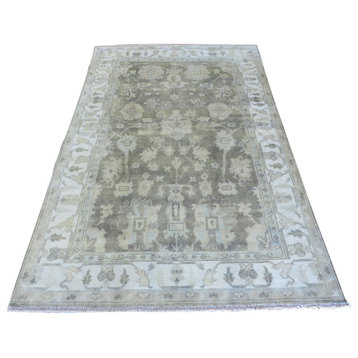 Hand Knotted Gray Oushak Oriental Rug Veg Dyes, 6x9