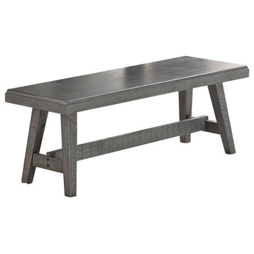Alix 54 Inch Elegant Wood Dining Bench With Tapered Legs Distressed Gray