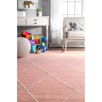 Nuloom Wool 3' X 5' Rectangle Area Rugs In Baby Pink Finish 200MTVS176B-305