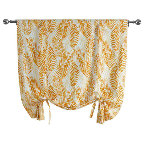 Kupala Eternal Gold Printed Cotton Tie-Up Window Shade Single Panel, 46W x 63L