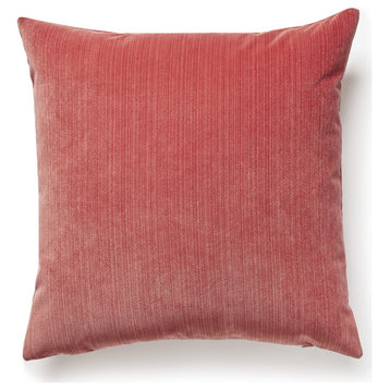 Strie Velvet Pillow, Hibiscus, 22" X 22"