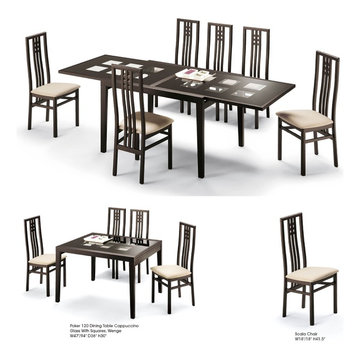 Poker Cappuccino Dining Set | Wenge (Table, 6 Chairs)