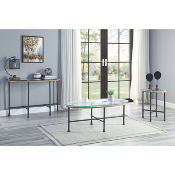 Brantley End Table, Clear Glass and Sandy Gray Finish