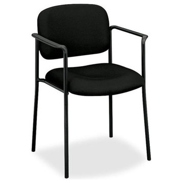 Scatter Stacking Guest Chair, Fixed Arms, Black Fabric