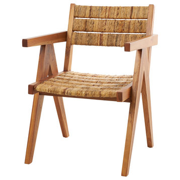 Bohemian Brown Teak Wood Accent Chair 563617