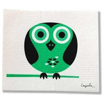 Swedish Dishcloth Modern Retro Owl - THE SWEDISH ECO-FRIENDLY DISHCLOTH: The dry sponge cloth was invented in 1949 by the Swedish engineer Curt Lindquist, who discovered that a mixture of natural cellulose (wood pulp) and cotton can absorb an incredible 15 times its own weight in water.