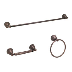 Designers Impressions - Astor Series 3 Piece Oil Rubbed Bronze Bathroom Hardware Set - Towel Bars
