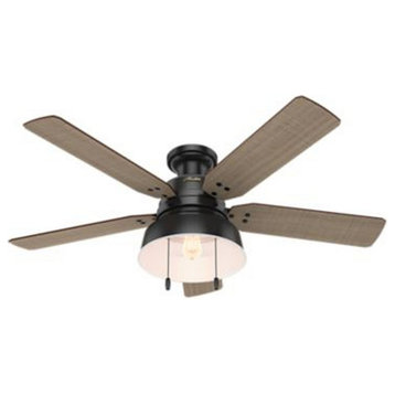 Hunter Mill Valley 52" Indoor/Outdoor Flush Mount Ceiling Fan in Matte Black