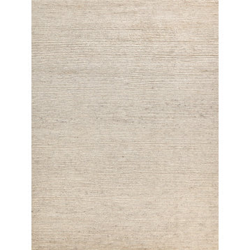 Kaza Hand-Knotted Wool Light Silver/Ivory Area Rug, 9'x12'