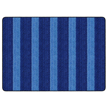 Flagship Carpets FA1006-32FS 6x8'4 Cozy BasketWeave Stripes/Blue Rug