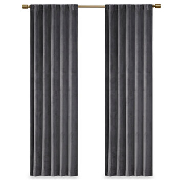510 Design Colt Velvet Grey Window Panel Pair, Grey, Grey, 84"