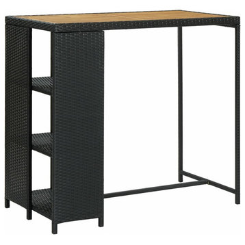 vidaXL Bar Table Pub Table for Kitchen Home Dining Furniture Black Poly Rattan