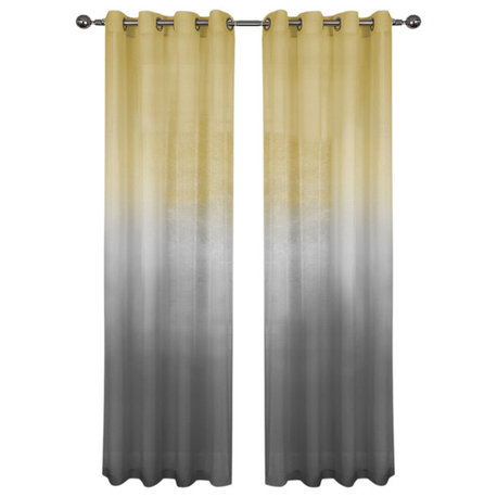 Rainbow, Single Grommet Window Curtain Panel, 52"x63", Gray