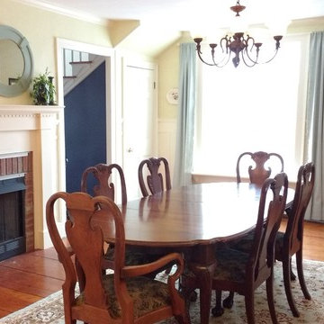 Gas log fireplace installed in closet wall