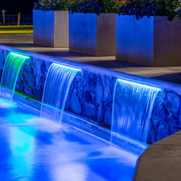 Pool, LED Waterfalls & Pool House
