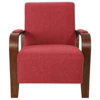 Delilah Traditional Fabric Club Chair, Red