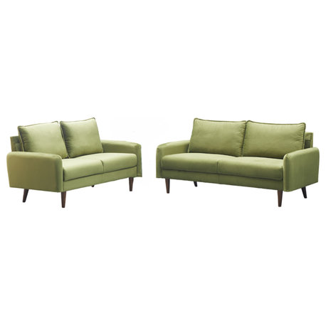 Kingway Furniture Almor Velvet Living Room Set, Army Green