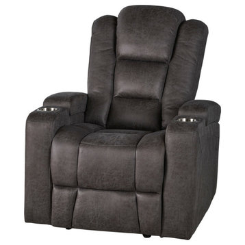 GDF Studio Everette Slate Power Recliner With Arm Storage and USB Cord