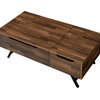48" Walnut Rectangular Lift Top Coffee Table With Drawer
