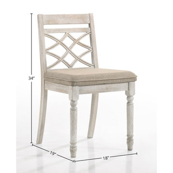 Cillin Fabric Upholstered Side Chair, Antique White, Set of 2