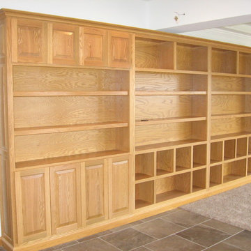 wall of oak book case