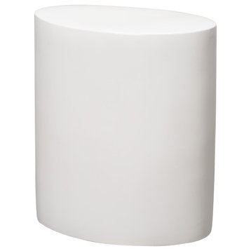 Large Oval Stool/Table, White 20x13.5x22