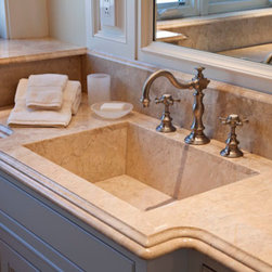 Bursa Beige Integral Marble Sink - Bathroom Sinks