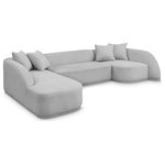 Meridian Furniture - Rita Upholstered 3pc. Sectional, Grey - Make movie night at home a regular (and comfortable) affair when you bring this Rita fabric sectional into your living room, den or game room. This handsome unit offers plenty of room for the gang to spread out and get cozy, and its upholstered on every square inch with soft grey polyester fabric for a dreamy feel against your skin as you nap or binge Netflix. Included coordinating pillows complete the look and add to the sectional's cozy vibe.