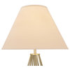 Caged Pattern Metal Table Lamp with Flared Empire Shade, Beige and Golden