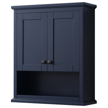 Avery Over-the-Toilet Wall-Mounted Storage Cabinet, Dark Blue With Black Trim